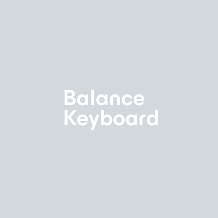light grey box with white text saying Balance Keyboard